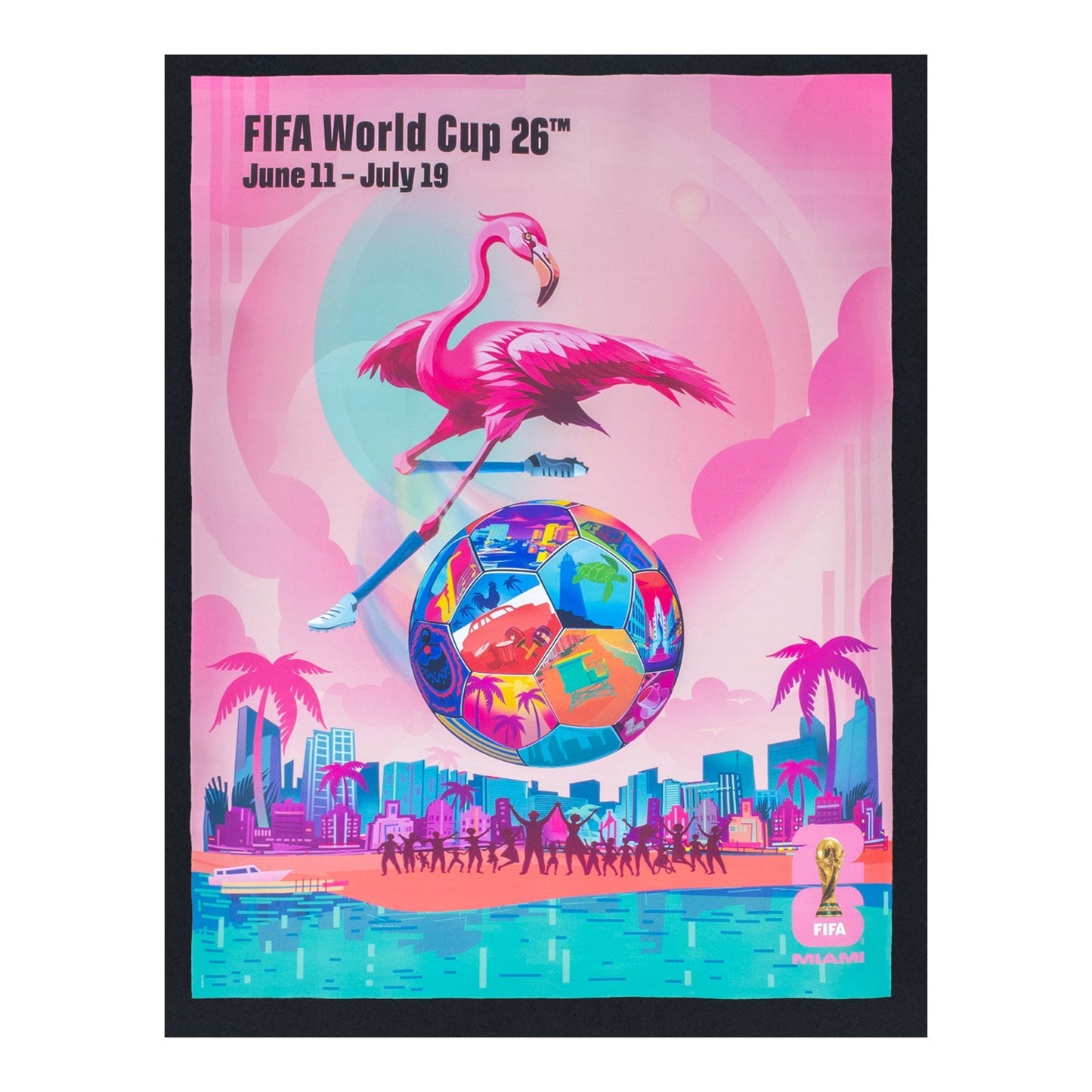 FIFA World Cup 2026 Miami Poster Black T-Shirt - Unisex Casual Graphic T Shirt