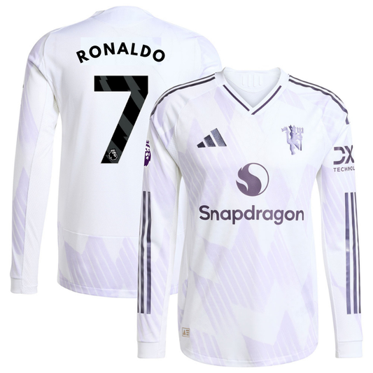 Cristiano Ronaldo Manchester United adidas 2025 26 Away Long Sleeve Player Jersey - White Official Team Jersey Sports Fan Apparel