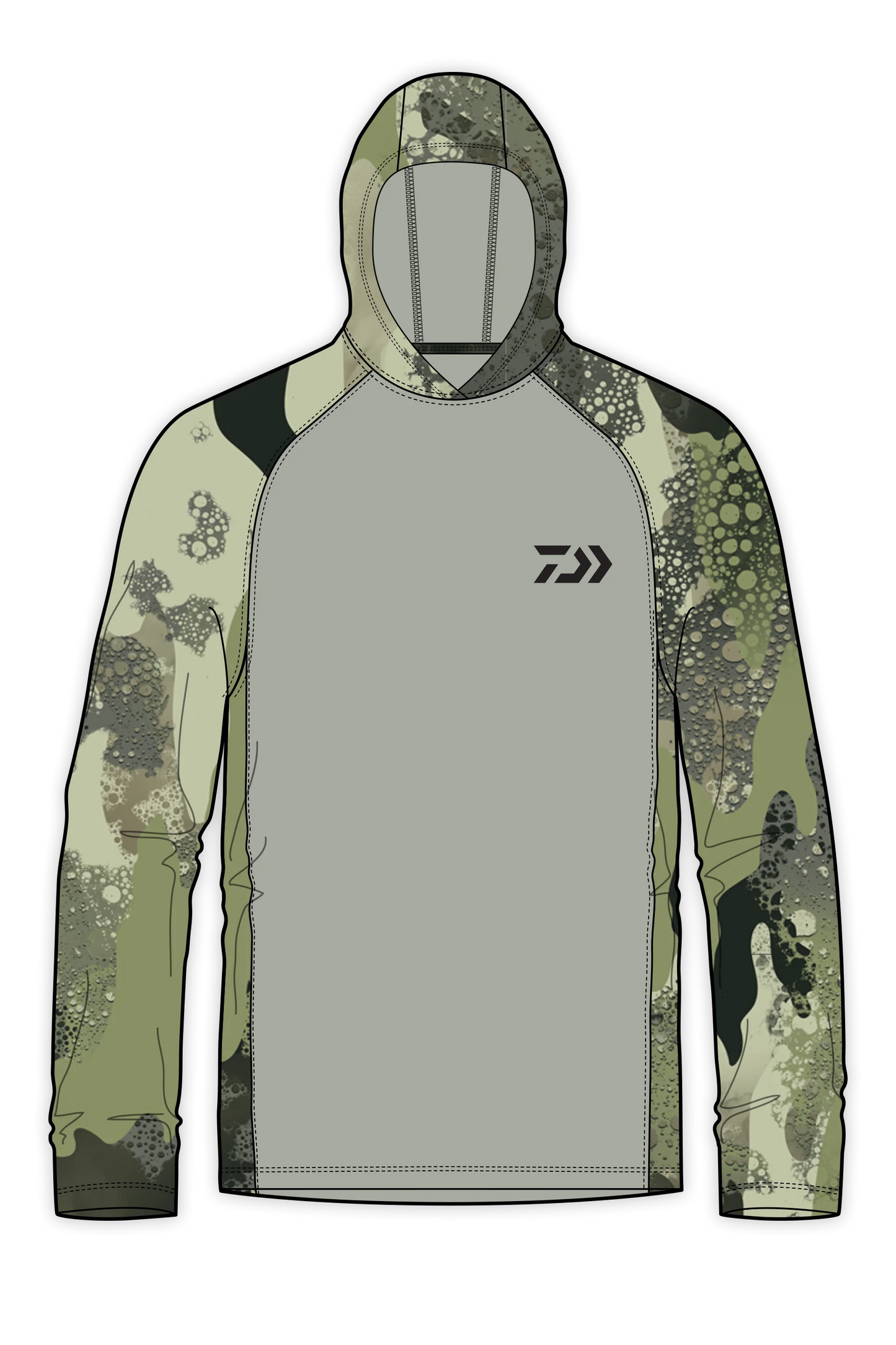 D-Vec Grey With Woods Camo Logo Ls Hd Sunshirt Popular Style