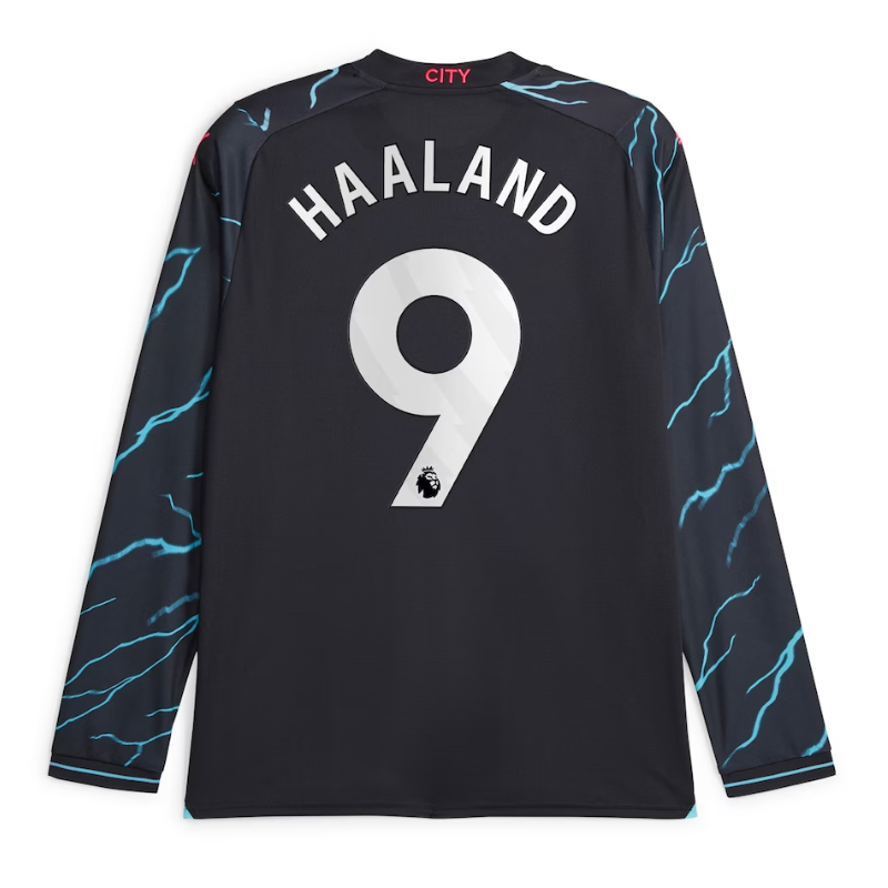 Erling Haaland Manchester City 2023 24 Third Long Sleeve Player Jersey - Navy Official Team Jersey Sports Fan Apparel