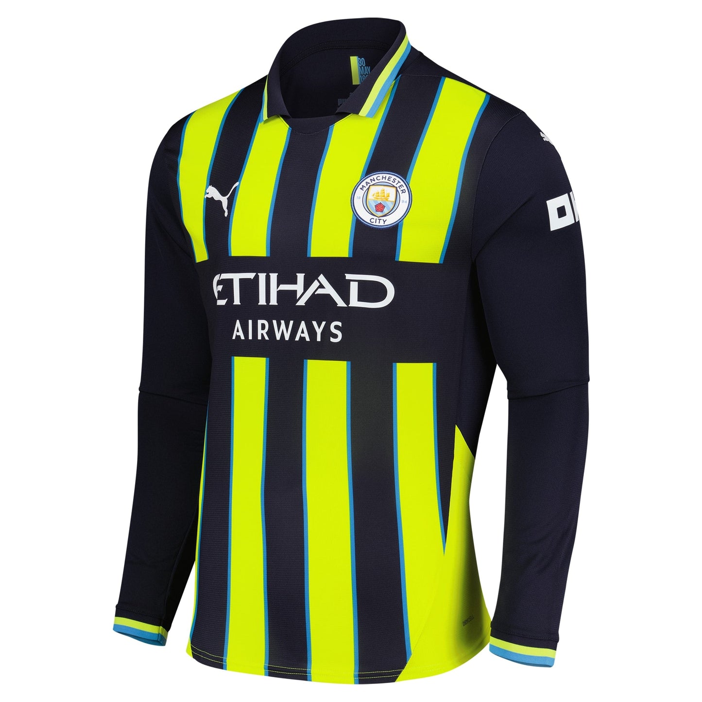 Erling Haaland 9 Manchester City Puma 2024 25 Away Long Sleeve Player Jersey - Navy Official Team Jersey Sports Fan Apparel