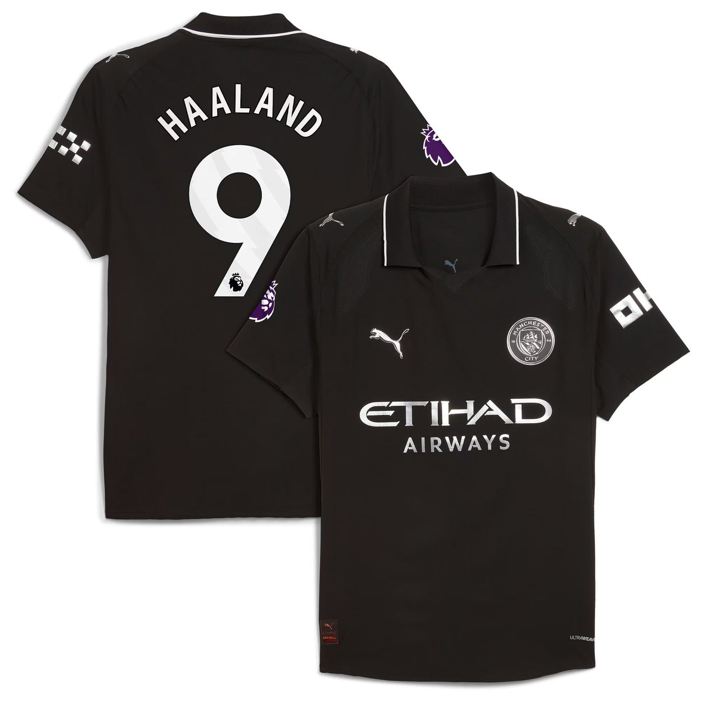 Erling Haaland Manchester City Puma 2025 26 Away Player Jersey - Black Official Team Jersey Sports Fan Apparel