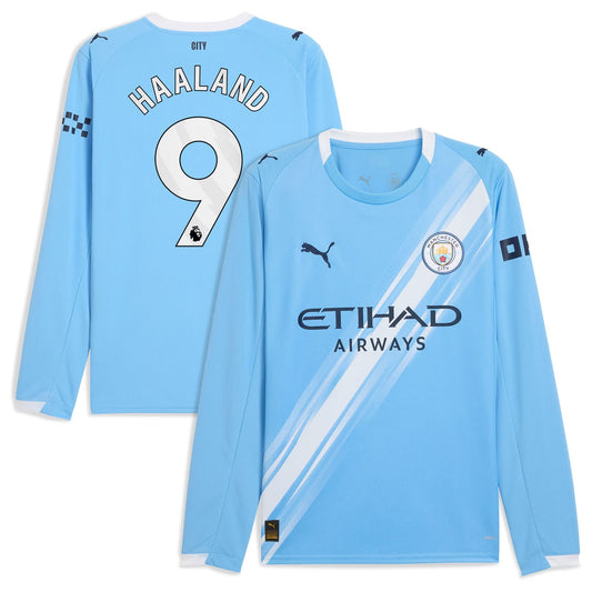 Erling Haaland Manchester City Puma 2025 26 Home Long Sleeve Player Jersey - Sky Blue Official Team Jersey Sports Fan Apparel