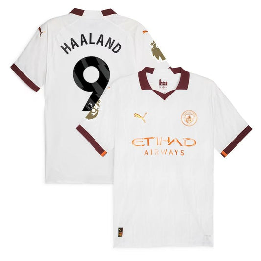 Erling Haaland Manchester City Shirt 2023 24 Away Jersey - White Official Team Jersey Sports Fan Apparel