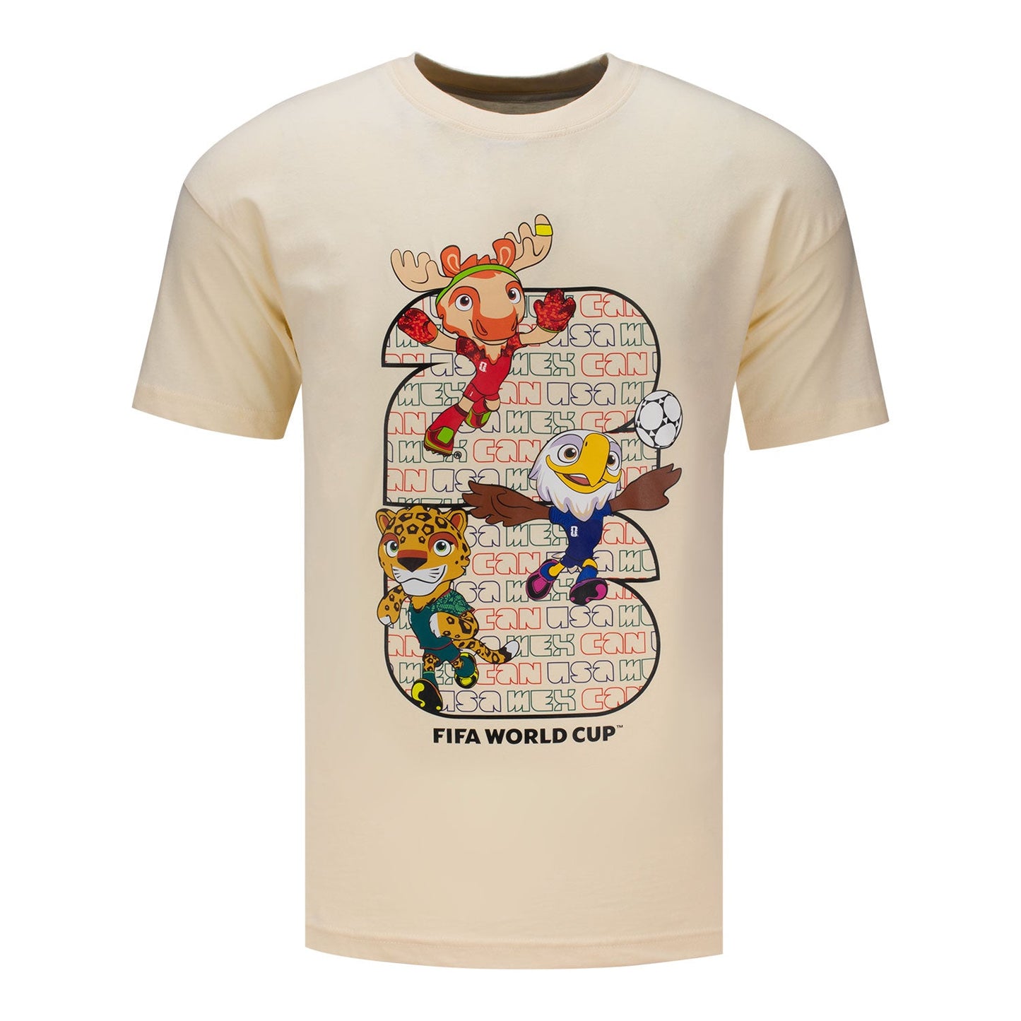 FIFA World Cup 2026 Mascot Cream Crew T-Shirt - Unisex Casual Graphic T Shirt