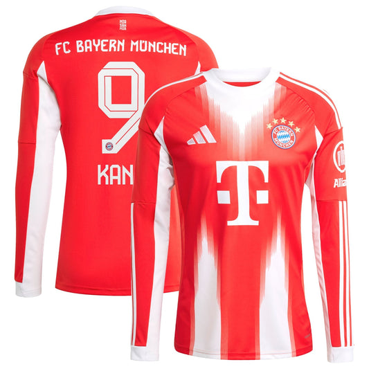 Harry Kane Bayern Munich Adidas 2025 26 Home Long Sleeve Jersey - Red Official Team Jersey Sports Fan Apparel