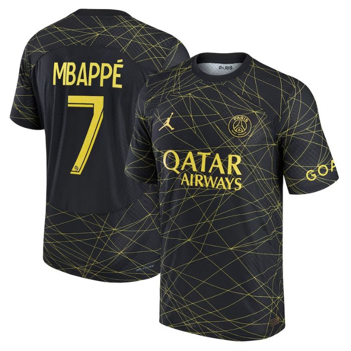 Kylian Mbappé Paris Saint-Germain Unisex Jersey 2022 23 Fourth Player Jersey - Black Official Team Jersey Sports Fan Apparel