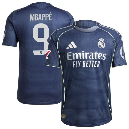 Kylian Mbappé Real Madrid adidas 2025 26 Away Player Jersey - Blue Official Team Jersey Sports Fan Apparel