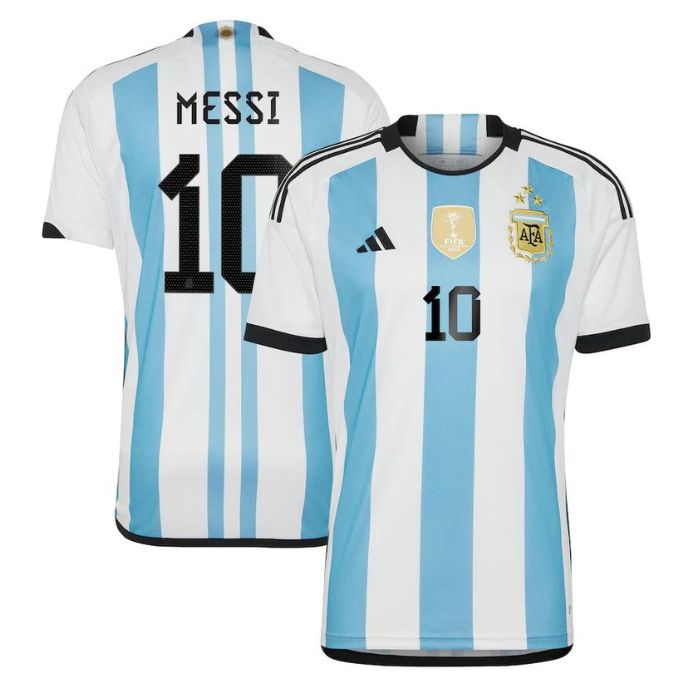 Lionel Messi 10 Argentina National Team Shirt 2022 Winners Home Jersey White Official Team Jersey Sports Fan Apparel