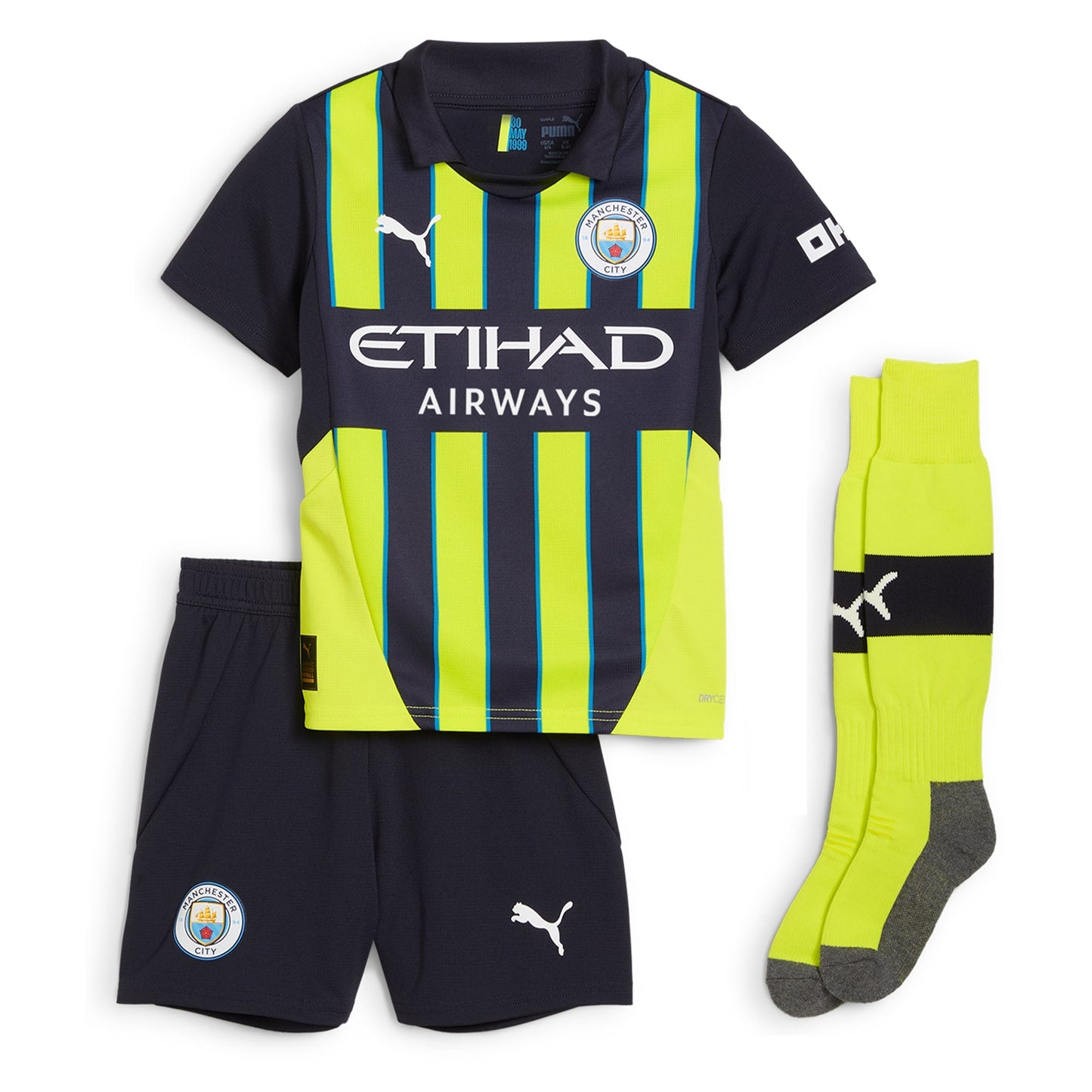 Manchester City PUMA Away Minikit 2024-25 with Haaland 9 printing Kids Jersey Official Team Jersey Sports Fan Apparel