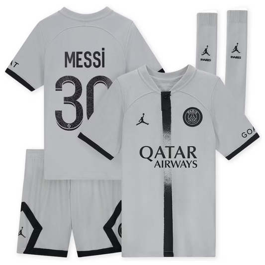 Paris Saint-Germain Away 2022-23 - Little Kids with Messi 30 printing Official Team Jersey Sports Fan Apparel