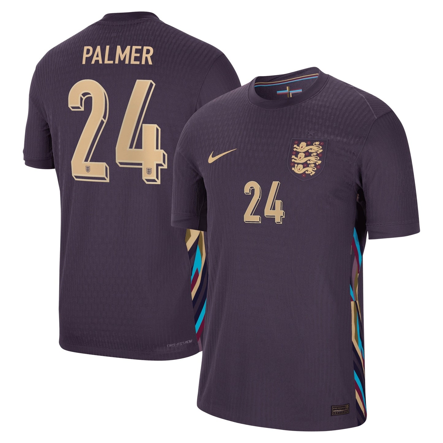 England Nike Dri Fit Adv Away Match Shirt 2024 with Palmer 24 printing Jersey - Purple Official Team Jersey Sports Fan Apparel