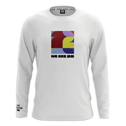 FIFA World Cup 2026 Square Abstract Long Sleeve White T-Shirt - Unisex Casual Graphic T Shirt